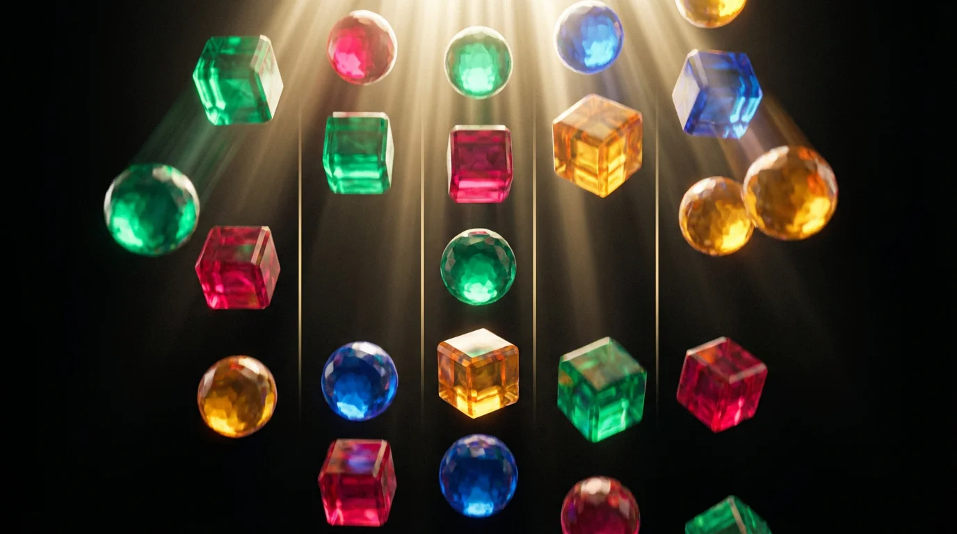 Dynamic cascading slot reel grid with variable symbol rows representing the Megaways mechanic