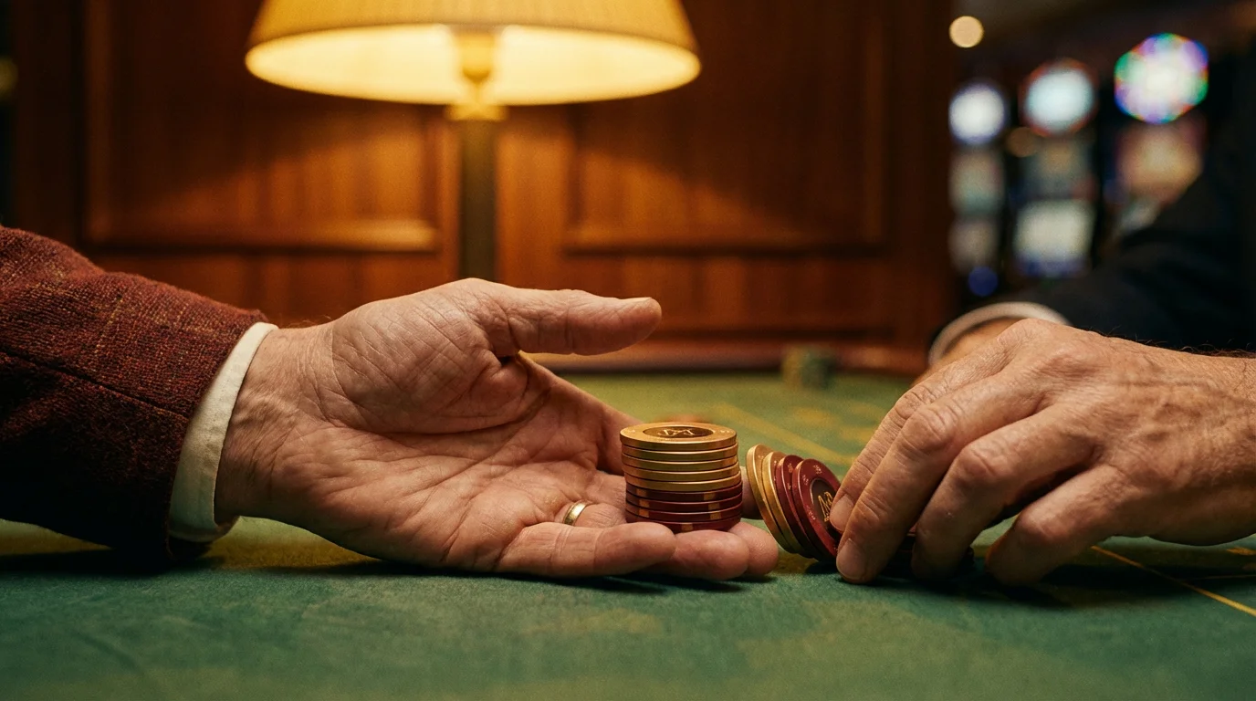 Casino chips being returned to a player's hand symbolising cashback offers at non-GamStop casinos